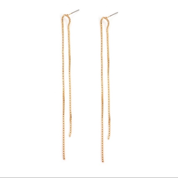 Metal Thread Drop Earrings Threader Dangle - Picture 7 of 10